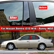 6pcs Black Pc Window Pillar Posts Trim Cover For Nissan Sentra G10 N16 2000-2005
