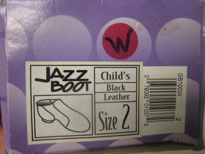 Dance Class CHILDS Jazz Boot Leather Closed Toe Pull On Slippers BLACK Sz. 2 w