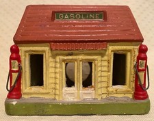 Vintage Model RR Train Accessory Building Gas Station Paper Mache Xmas Japan
