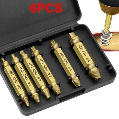 Damaged Screw Extractor Speed Out Drill Bits 6 PCS Tool Set Broken Bolt Remover