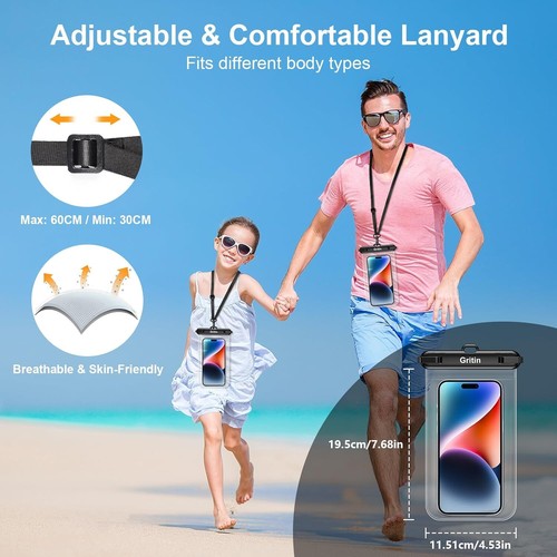 Gritin Wasserdichte Handyhülle 2 Stück IPX8 Wasserdichte Unterwasser touchscreen - Bild 6 von 9