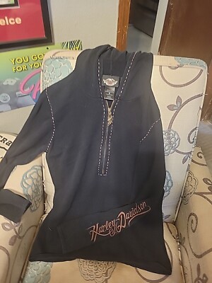 Harley Davidson Sweatshirt Womens Medium Black Zip Up Hoodie