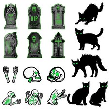 Halloween Decorations Outdoor Cat/Skeleton/ Tombstone Decor Yard Signs w/ Stakes