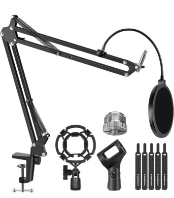 Microphone Stand Mic Boom Arm for Blue Yeti HyperX QuadCast S SoloCast Snowba...