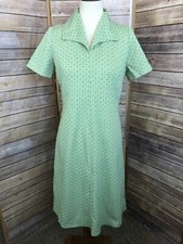 VTG Women's Half-Sleeve Knee-Length No Tags Collar Green Floral Pattern Dress