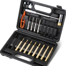 Punch Set Roll Pin Punch Set 22-Piece with Replaceable Face Hammer, Steel Pin