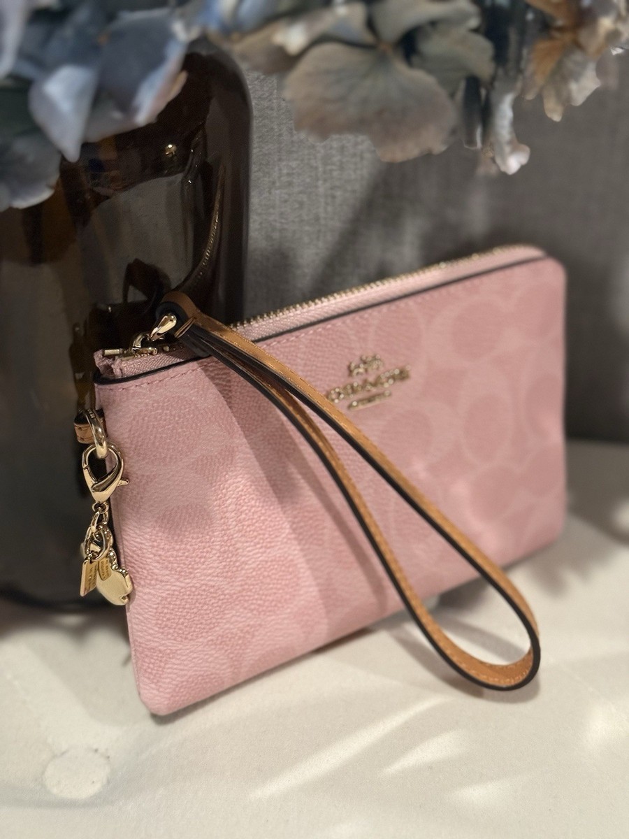 Coach Corner Zip Wristlet In Signature Canvas With Charms NWT | eBay
