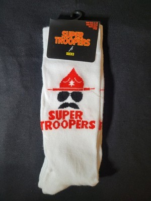 Super Troopers Men's Crew Socks Size 10-13 White Brand New Unisex Fun