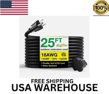 25 Ft. 16/3 Heavy Duty Extension Cord - Black