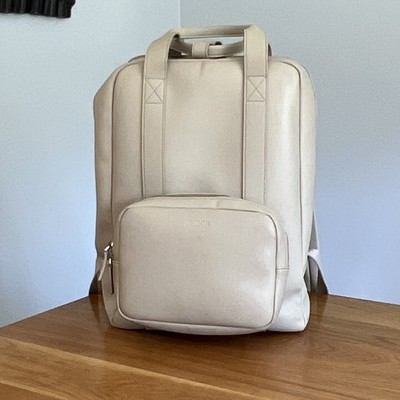 Monos Metro Backpack Biege Vegan Leather 14L 15  Laptop Travel Bag