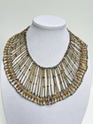 Vintage Egyptian Revival Bib Collar Necklace Gold Tone Faience Beads Cleopatra — photo 4