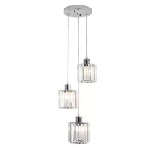 ADSENSTY 3-Light Chrome Round Crystal Chandelier for Kitchen Island or Bedroom