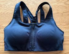 Nike Zip Front High Impact Sports Bra Sz Medium Black Wireless Racerback