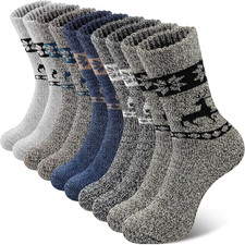 5 Pairs Merino Wool Socks for Men, Super Thick Hiking Thermal Socks for Cold Wea