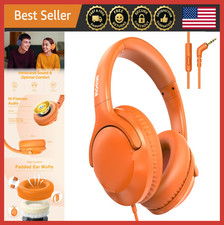 Wired Over-Ear Headphones Hi-Fi Sound Mic Foldable 3.5mm Jack Kids Adults