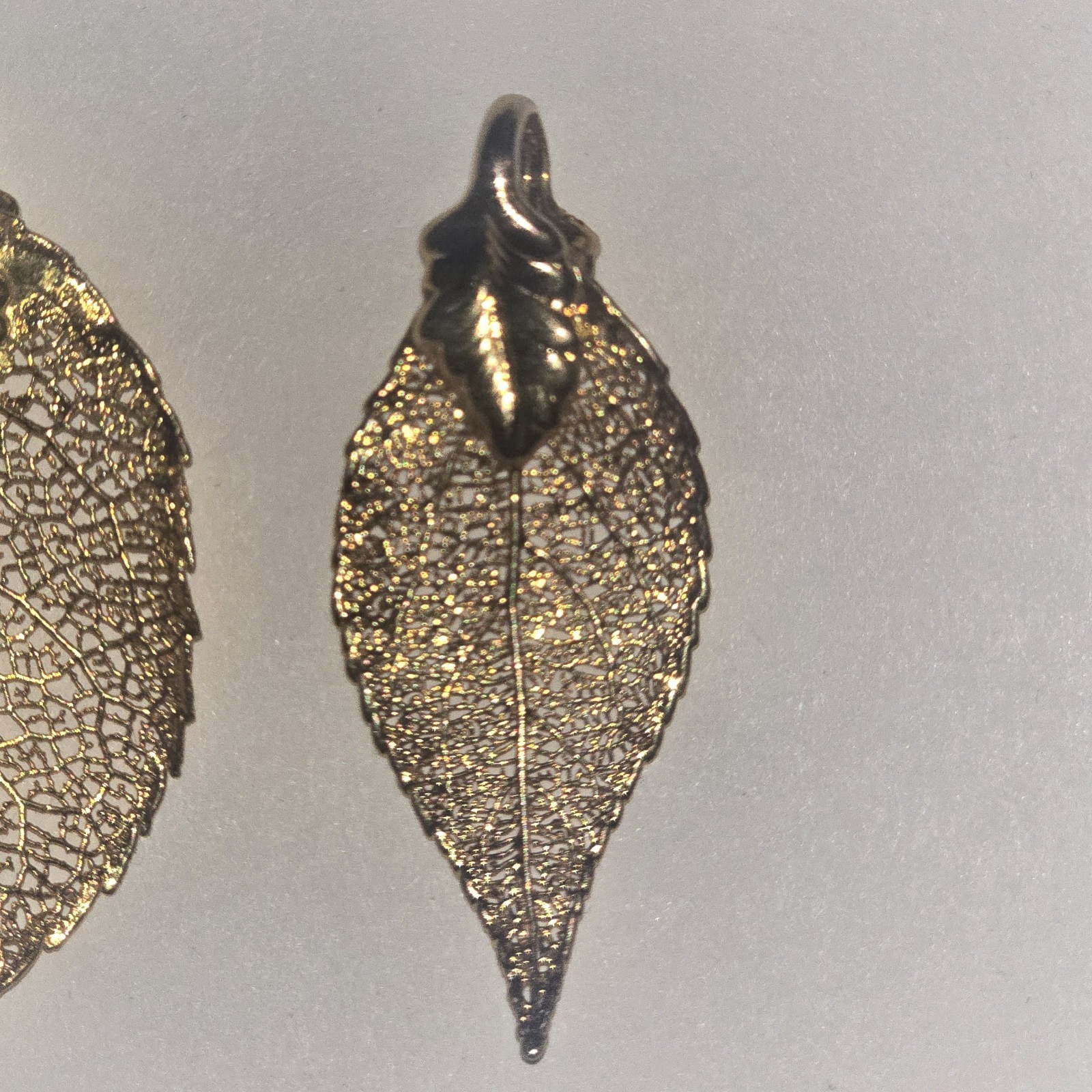 3 Vintage Gold Dipped Leaf Pendants - image 8