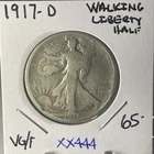 KEY DATE 1917 D  WALKING LIBERTY HALF DOLLAR IN VG/F CONDITION  XX444