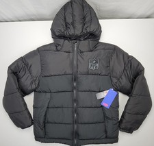 NFL Mens Size Large Coat Official Gear Puffer Jacket Solid Black Winter Warm New