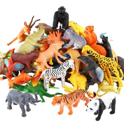 Animals Figure,54 Piece Mini Jungle Toys Set,ValeforToy Realistic Wild Vinyl Pla