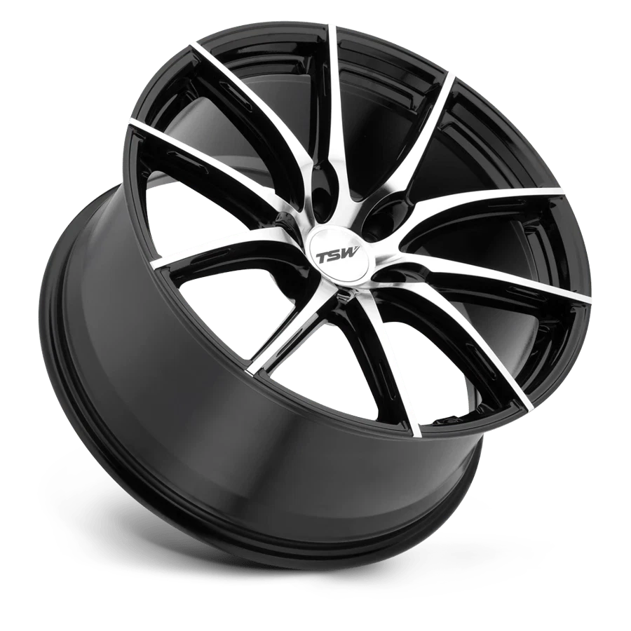 19x8.5 TSW Wheels SPRINT Gloss Black w/ Mirror Cut Face Rims 5x108 ET+40 (4pcs) Foto 2 de 3