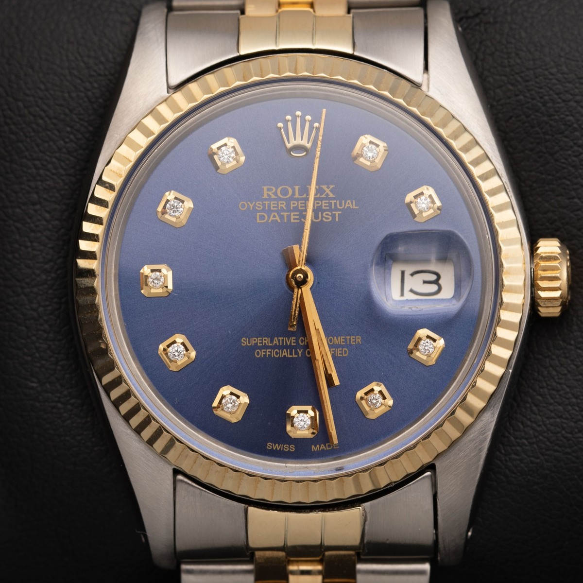 Rolex Datejust 16013 Fluted Bezel Watch 36mm Blue Diamond Dial | eBay