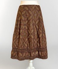 Vintage Tiered Midi Skirt Brown Beaded Cottagecore Boho Prairie Western Sz 6