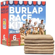 Earth-Friendly Burlap Sacks for Field Day - 6 Count
