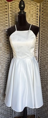 NWT $199 Poly USA By Neblon Grace Ivory Sleeveless Minimalist Fit & Flare Dress