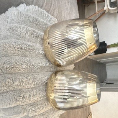 Modern Glass Dome Pendant Light Shades Pair Gold Clear Metallic for Indoor Rooms