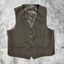 Van Heusen Mens Black Formal Suit Vest Waistcoat Adjustable Back Size XL