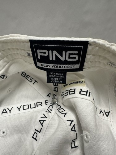 NWT PING GOLF FLEXFIT TECH 110 ADJUSTABLE WHITE HAT - PLAY YOUR BEST - Picture 6 of 7