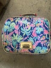 Borsa pranzo isolata Lilly Pulitzer vista e sentita tropicale con tracolla rosa