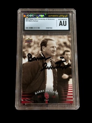 Barry Switzer 2011 Upper Deck Oklahoma OU HOF Signed Autograph Card CGC JSA