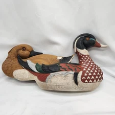 Burwood Plastic Wood Duck Pair Wall Hanging Decor #2241 Waterfowl Drake Vintage