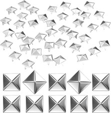 100 Sets Silver Pyramid Studs for Clothing - 10Mm Metal Spikes and Studs Kit for