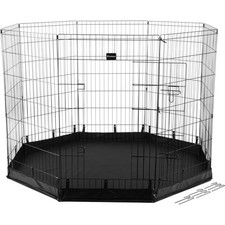 Dog Playpen Metal Puppy Play Pen with Eight 24x42in Extra-Tall Panels, Black
