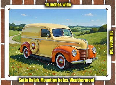 Metal Sign - 1947 Ford Delivery Oil Painting - 14x10