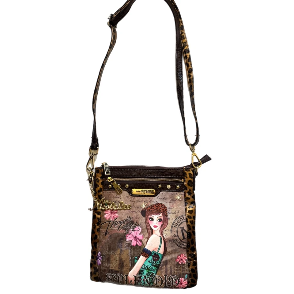 Bolso de Hombro Nicole Lee Y2K Leopardo Bling Bandolera Retro Glamour Declaración Cartera Foto 2 de 4