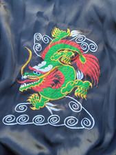 Roses Silk Dragon Kimono Satin Robe Reversible Black Red Size Small