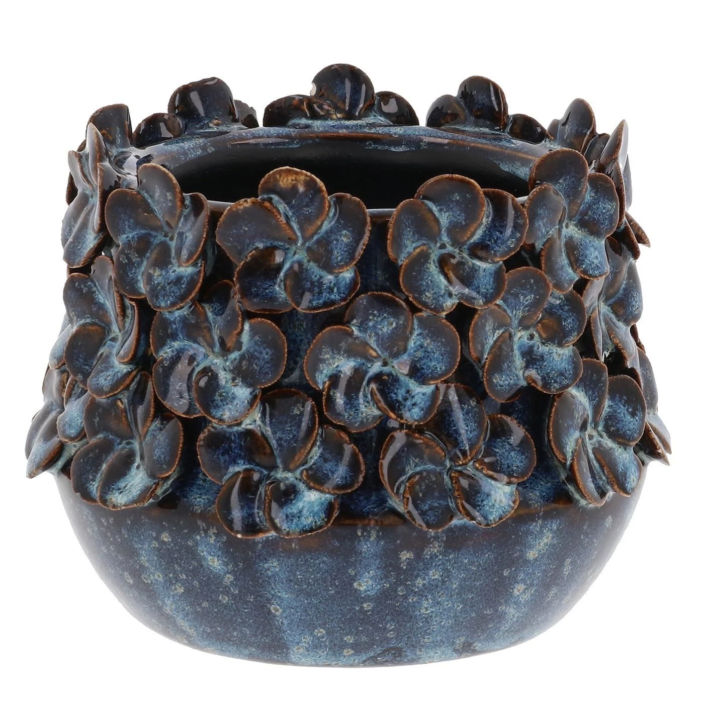 Shudehill Giftware Pretty Petals Small Ceramic Planter, Blue Floral Design