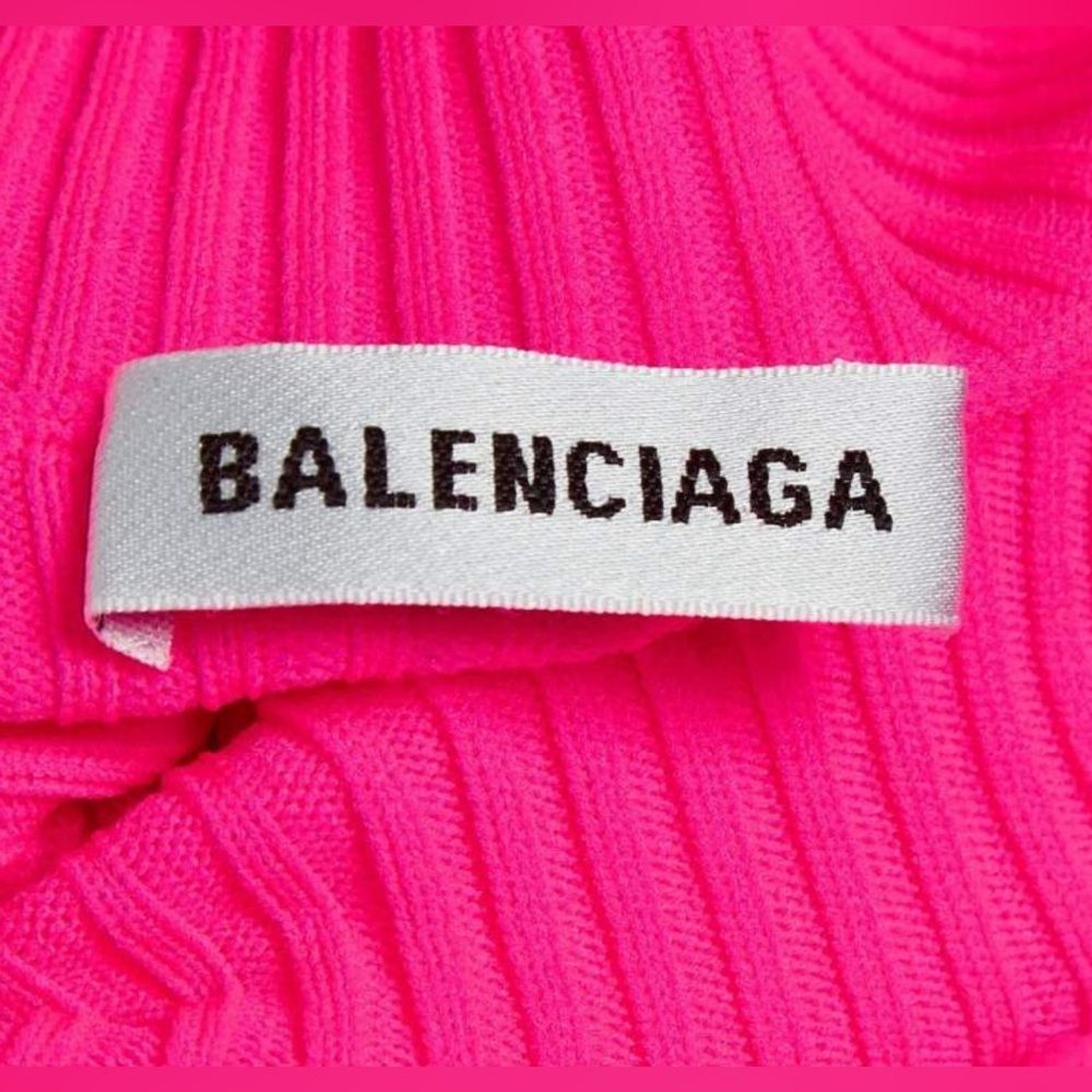 RRP US$1,890 Balenciaga ribbed knit turtleneck sweater fluro fuschia pink NWT S image 4