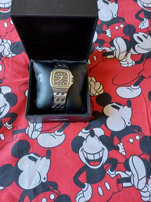 Dyrberg/Kern Square Silver Black Women's Wrist Watch Quartz Diamonds Steel
