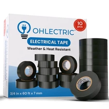 OHLECTRIC 10 Pack - Black Electrical Tape UL/CSA Listed, Multicolor High Temp...