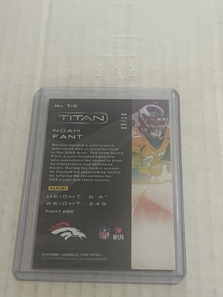 2019 Panini Chronicles Titan Noah Fant RC Rookie Gold Space Orbit /10 Bengals - Image 2 of 2