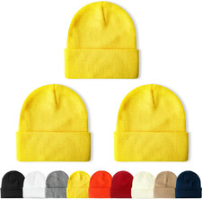 3 Packs Unisex Beanie Hats for Men Women Winter Knit Beanies