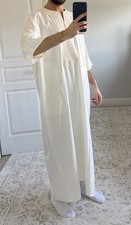 Men  s Moroccan Thobe Ivory Traditional Islamic Kaftan Long Robe Elegant 56 