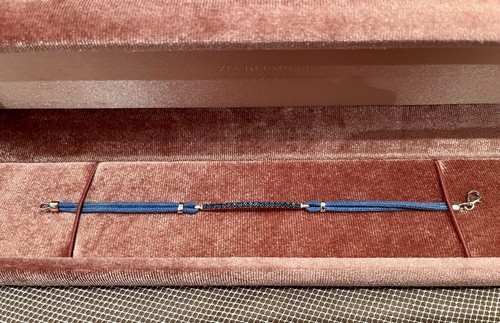 Bracciale oro bianco 18 kt con zaffiri blu 0,50 ct - Foto 3 di 7
