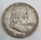 1954 United States US FRANKLIN HALF DOLLAR Silver Vintage Coin NO RESERVE