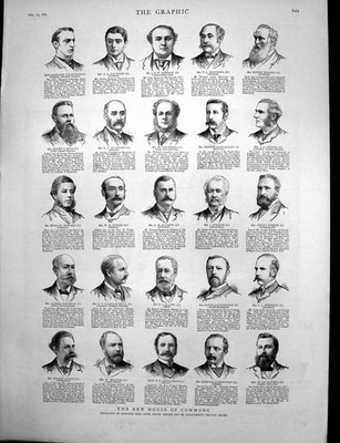 Original Old Antique Print Members New House Commons Mappin & Webb Cutlery 1885