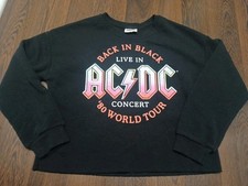 AC   DC Back in Black Girls' Large 10/12 Slightly Cropped Black Fleece Sweatshirt